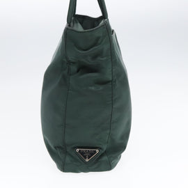 PRADA Tote Bag Nylon Khaki Silver Auth 87760 - 0