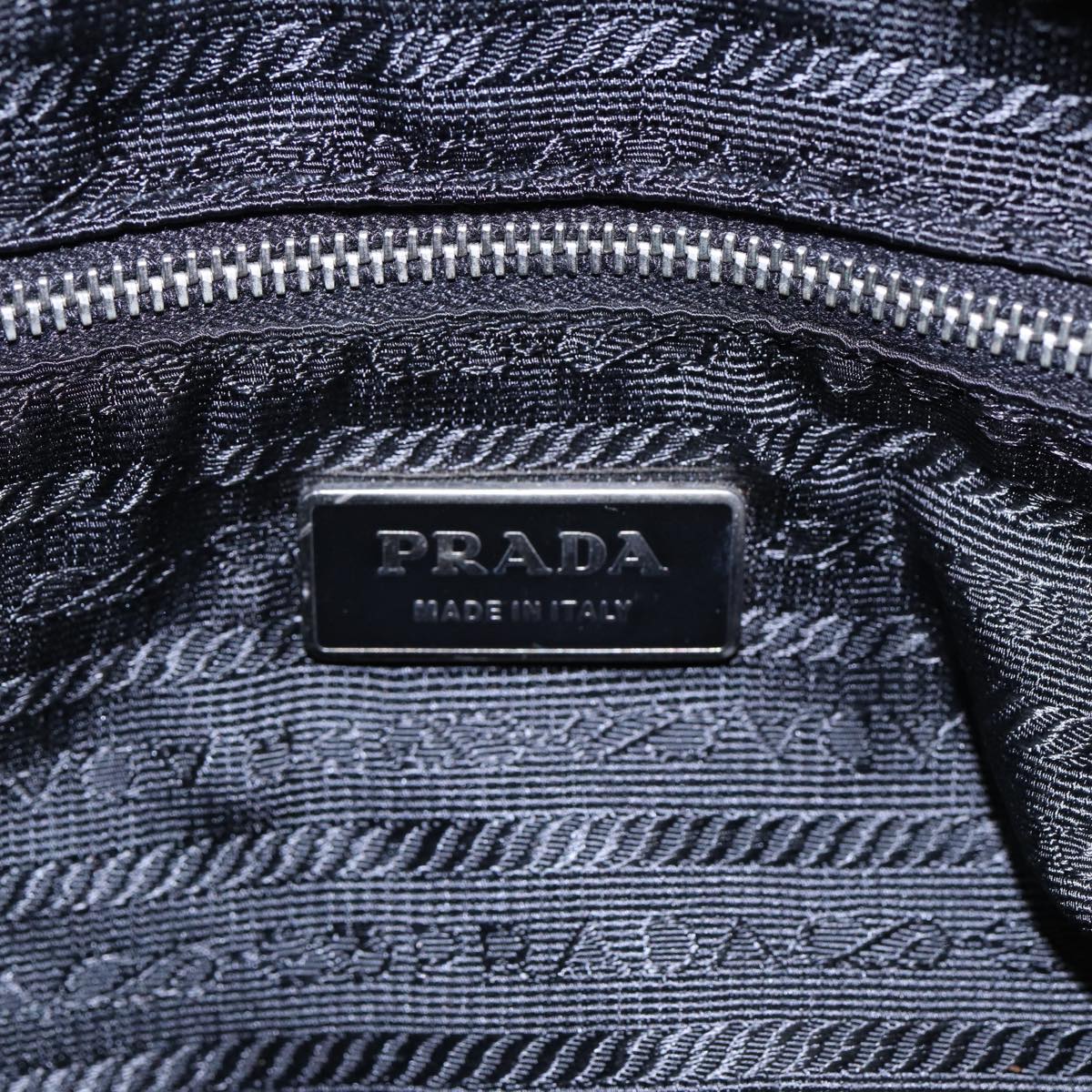 PRADA Tote Bag Nylon White Black Silver Auth 87762