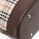BURBERRY Nova Check Tote Bag Canvas Beige Brown Silver Auth 87766-14