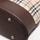 BURBERRY Nova Check Tote Bag Canvas Beige Brown Silver Auth 87766-15