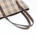 BURBERRY Nova Check Tote Bag Canvas Beige Brown Silver Auth 87766-7