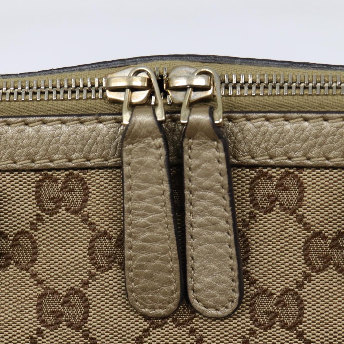 GUCCI GG Canvas Hand Bag Bamboo 2way Beige Gold 282300 Auth 87767