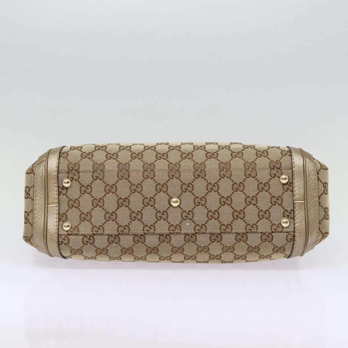 GUCCI GG Canvas Hand Bag Bamboo 2way Beige Gold 282300 Auth 87767