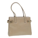 Salvatore Ferragamo Gancini Shoulder Bag Leather Beige Gold Auth 87768-1