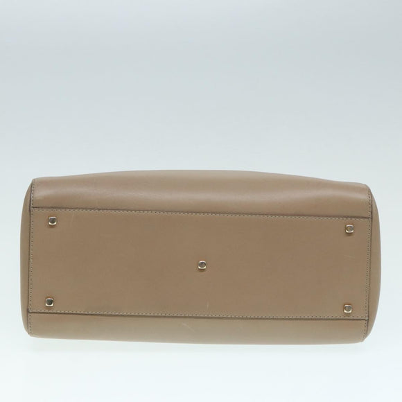 Salvatore Ferragamo Gancini Shoulder Bag Leather Beige Gold Auth 87768