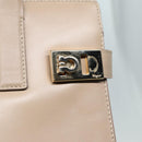 Salvatore Ferragamo Gancini Shoulder Bag Leather Beige Gold Auth 87768-10