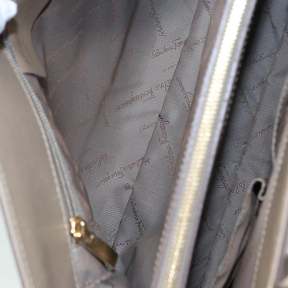 Salvatore Ferragamo Gancini Shoulder Bag Leather Beige Gold Auth 87768