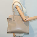 Salvatore Ferragamo Gancini Shoulder Bag Leather Beige Gold Auth 87768-28