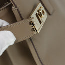 Salvatore Ferragamo Gancini Shoulder Bag Leather Beige Gold Auth 87768-5