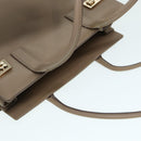 Salvatore Ferragamo Gancini Shoulder Bag Leather Beige Gold Auth 87768-7