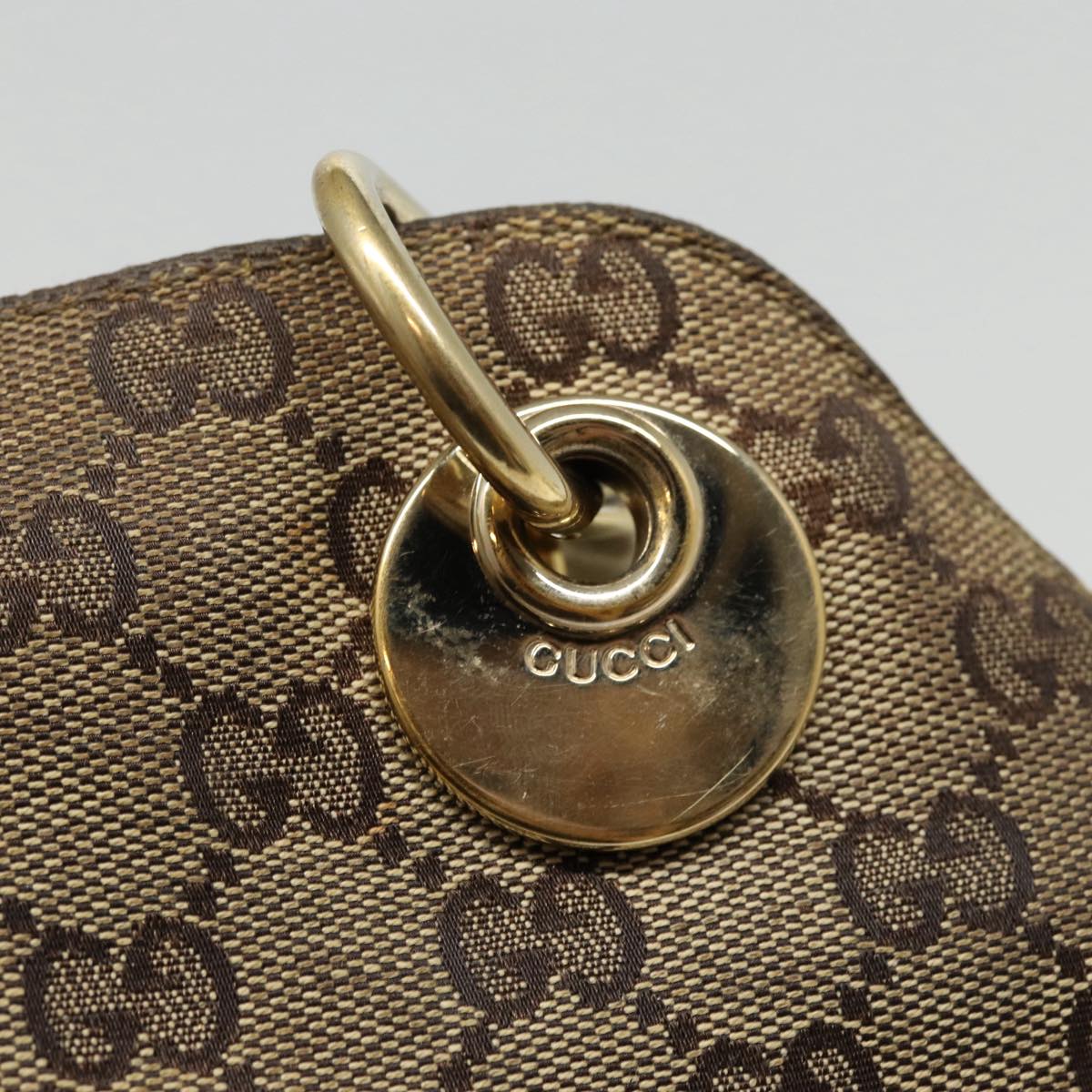 GUCCI GG Canvas Shoulder Bag Beige White gold 121023 Auth 87783