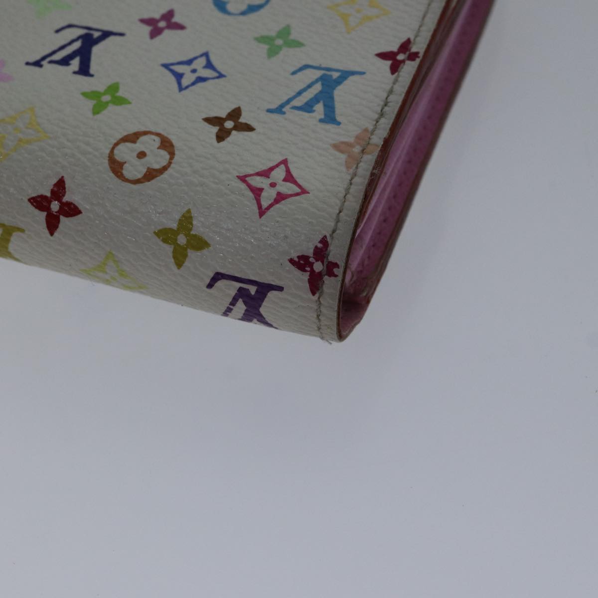 LOUIS VUITTON Multicolor Portefeuille Sarah Wallet White M93532 LV Auth 87796