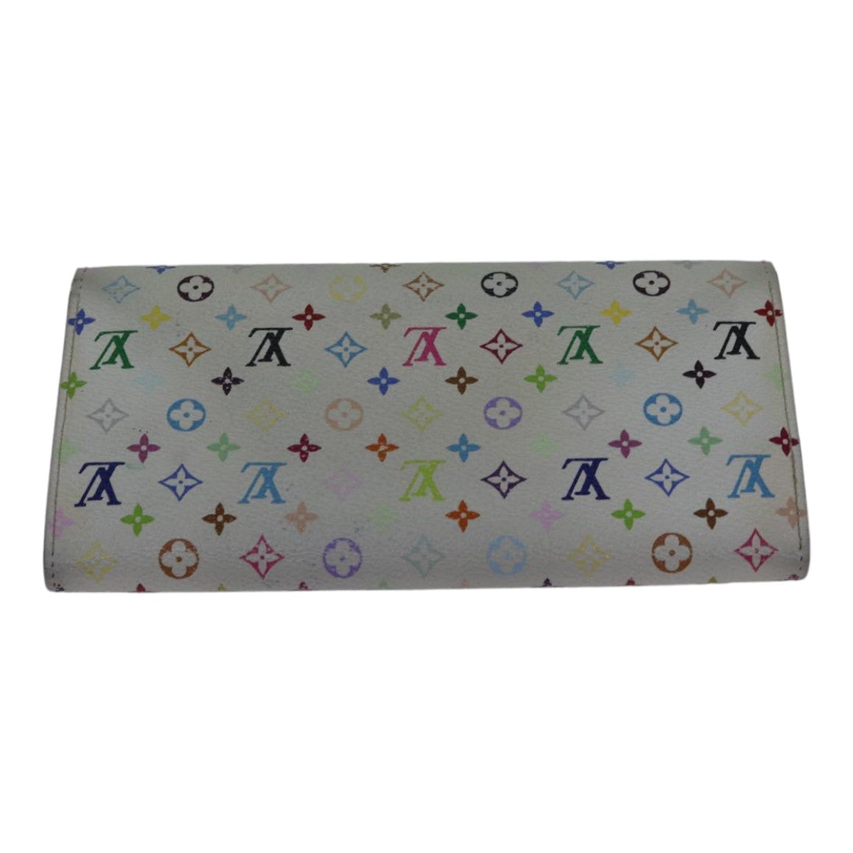 LOUIS VUITTON Multicolor Portefeuille Sarah Wallet White M93532 LV Auth 87796 - 0