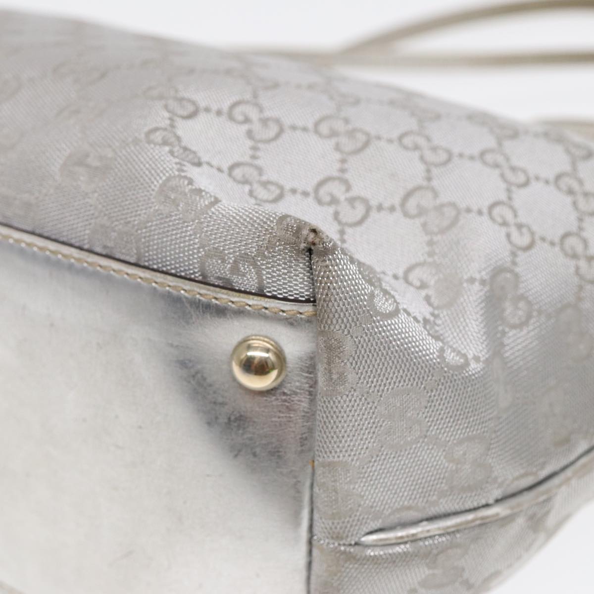 GUCCI GG Canvas Tote Bag Silver Auth 87799