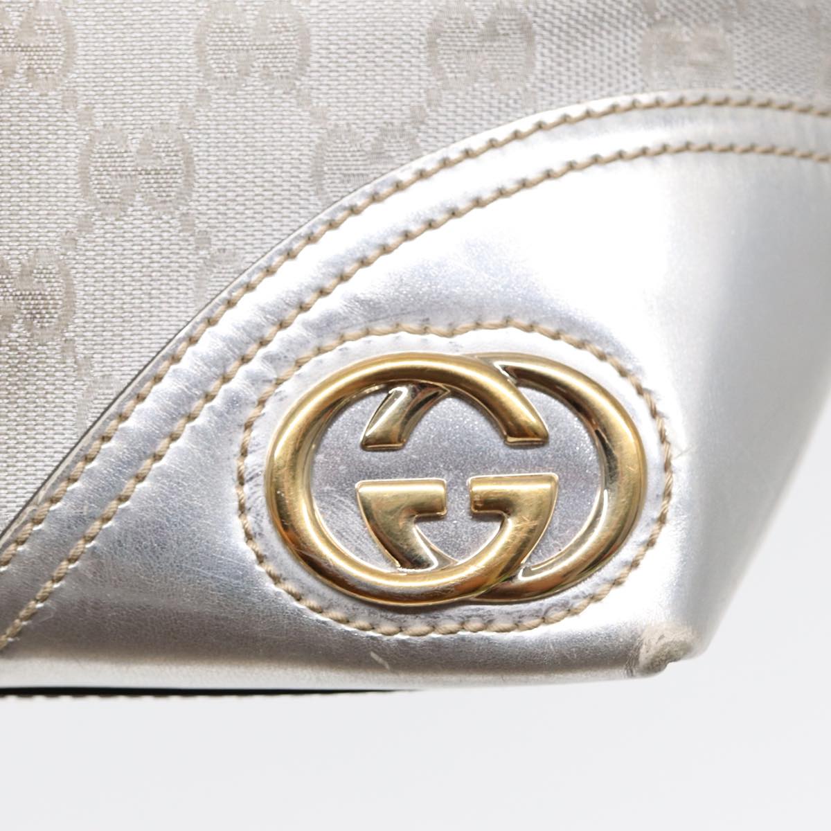 GUCCI GG Canvas Tote Bag Silver Auth 87799