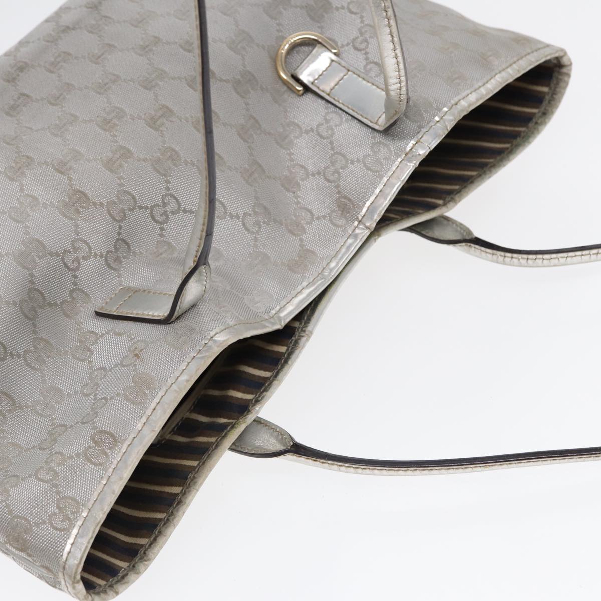 GUCCI GG Canvas Tote Bag Silver Auth 87799