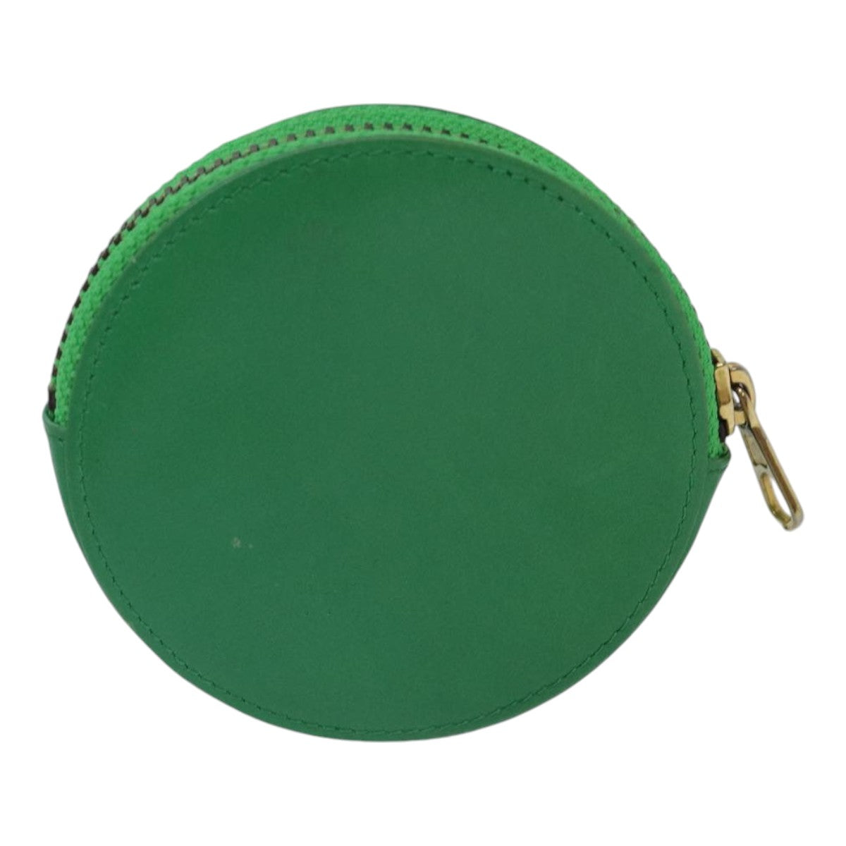 CELINE Coin Purse Leather Green Gold Auth 87854 - 0