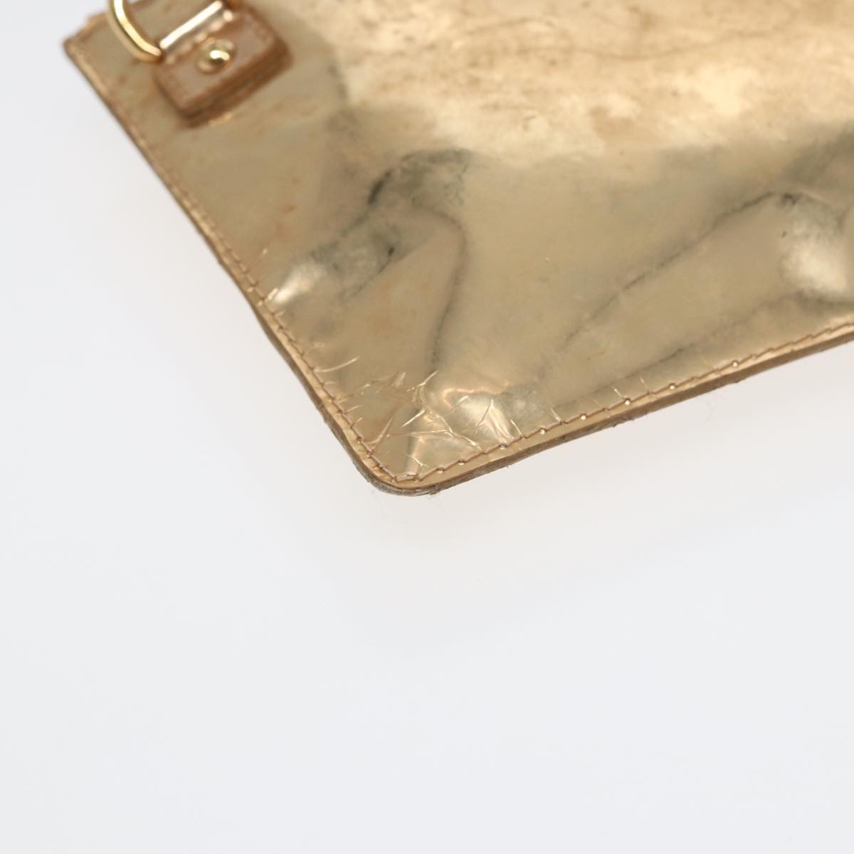 LOUIS VUITTON Monogram Miroir Pochette Plat Clutch Bag Gold M95278 Auth 87860