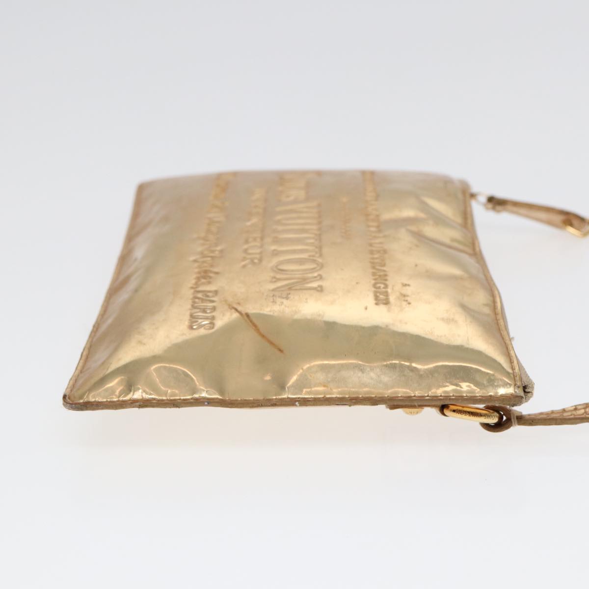 LOUIS VUITTON Monogram Miroir Pochette Plat Clutch Bag Gold M95278 Auth 87860