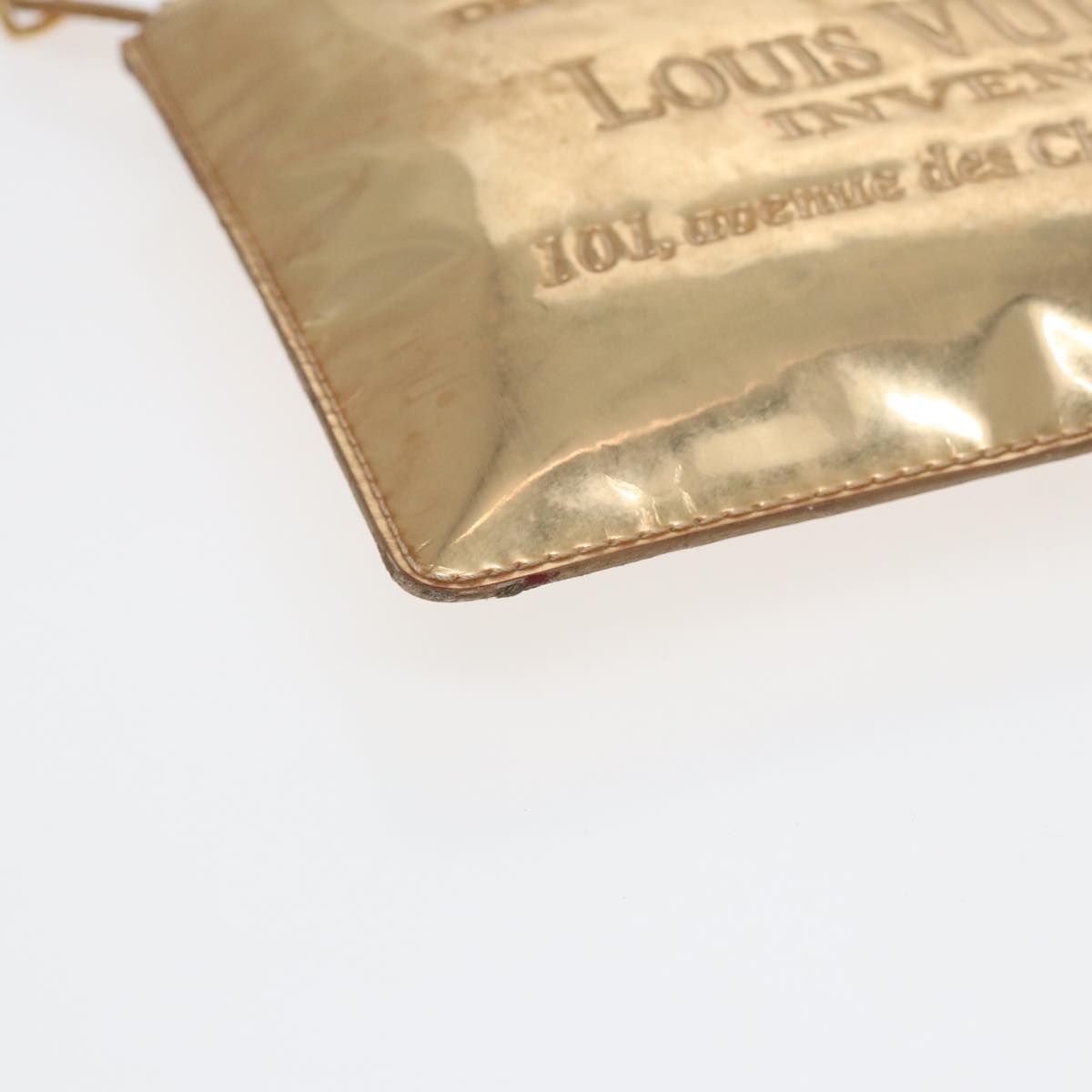 LOUIS VUITTON Monogram Miroir Pochette Plat Clutch Bag Gold M95278 Auth 87860