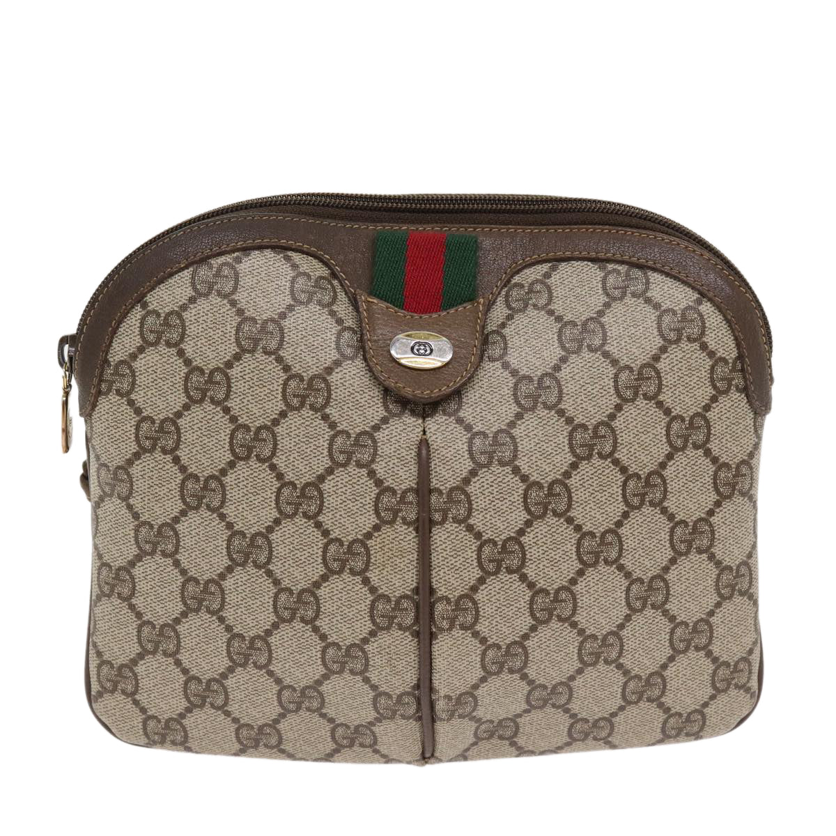 GUCCI GG Supreme Web Sherry Line Shoulder Bag PVC Beige 904 02 047 Auth 87866