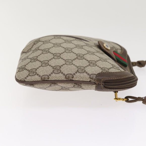 GUCCI GG Supreme Web Sherry Line Shoulder Bag PVC Beige 904 02 047 Auth 87866