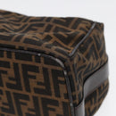 FENDI Zucca Canvas Vanity Pouch Brown Black Silver Auth 87877-9