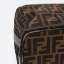 FENDI Zucca Canvas Vanity Pouch Brown Black Silver Auth 87877-16