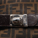 FENDI Zucca Canvas Vanity Pouch Brown Black Silver Auth 87877-17