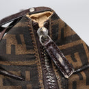 FENDI Zucca Canvas Vanity Pouch Brown Black Silver Auth 87877-18