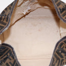 FENDI Zucca Canvas Vanity Pouch Brown Black Silver Auth 87877-12