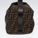 FENDI Zucca Canvas Vanity Pouch Brown Black Silver Auth 87877-4