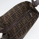 FENDI Zucca Canvas Vanity Pouch Brown Black Silver Auth 87877-6