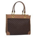 CELINE Macadam Canvas Handtasche PVC Leder Braun Gold Auth 87901-1