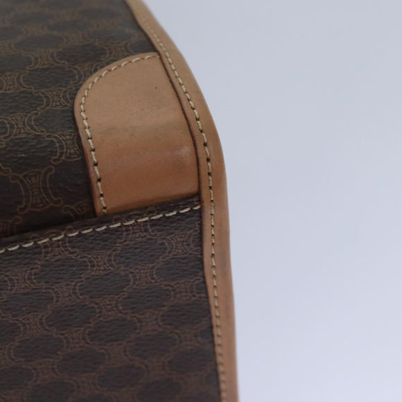 CELINE Macadam Canvas Handtasche PVC Leder Braun Gold Auth 87901