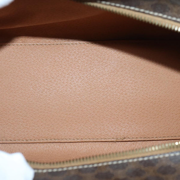 CELINE Macadam Canvas Handtasche PVC Leder Braun Gold Auth 87901