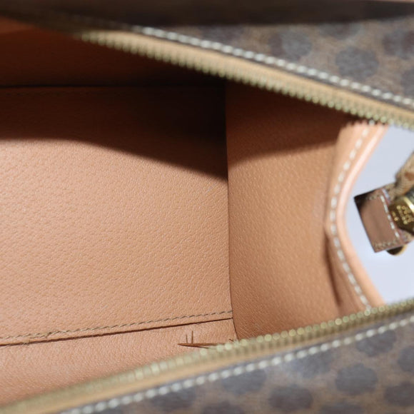 CELINE Macadam Canvas Handtasche PVC Leder Braun Gold Auth 87901