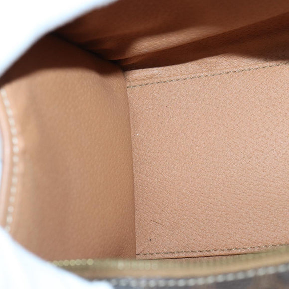 CELINE Macadam Canvas Handtasche PVC Leder Braun Gold Auth 87901