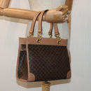 CELINE Macadam Canvas Hand Bag PVC Leather Brown Gold Auth 87901-19