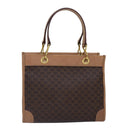 CELINE Macadam Canvas Handtasche PVC Leder Braun Gold Auth 87901-13