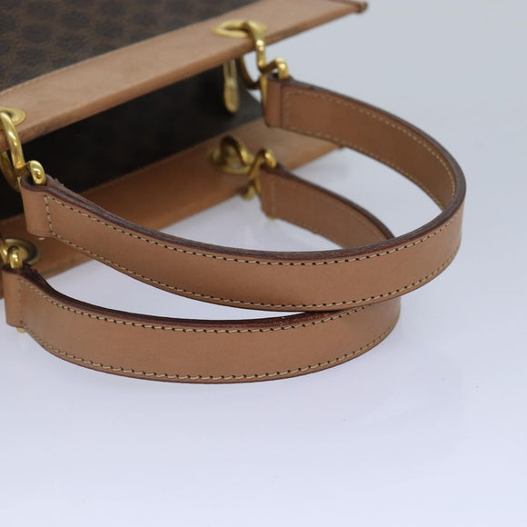 CELINE Macadam Canvas Handtasche PVC Leder Braun Gold Auth 87901