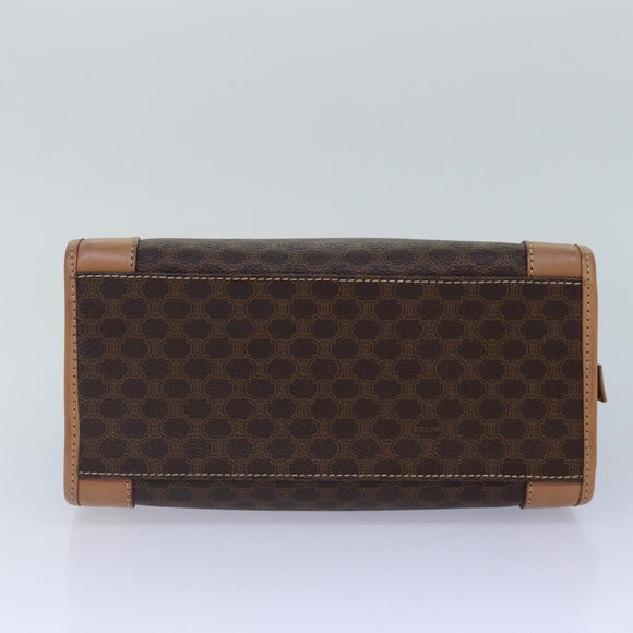 CELINE Macadam Canvas Handtasche PVC Leder Braun Gold Auth 87901