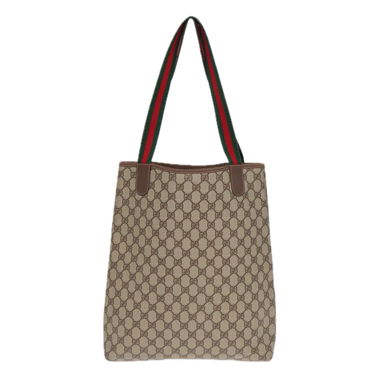 GUCCI GG Supreme Web Sherry Line Tote Bag PVC Beige Red Green 002 123 Auth 87902