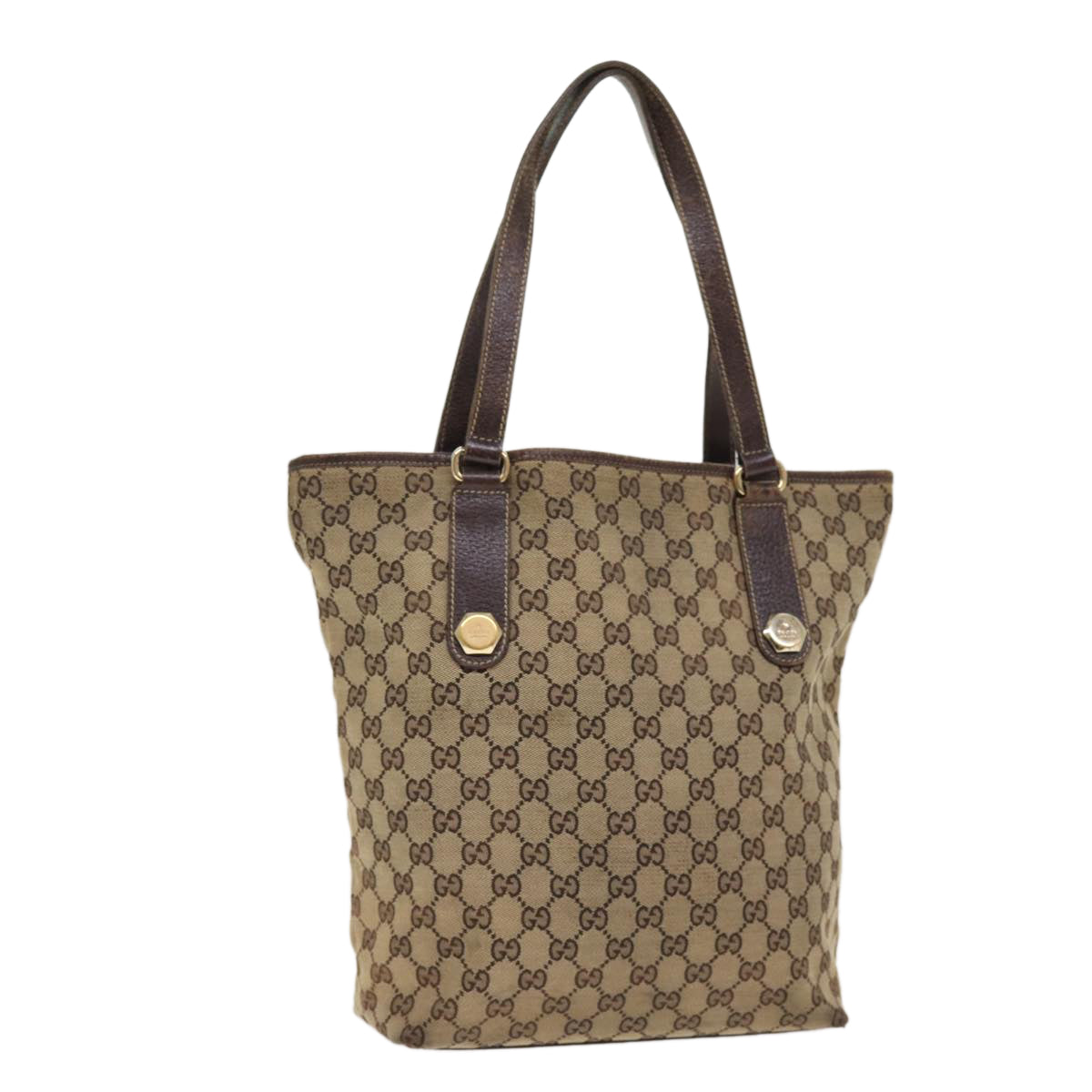 GUCCI GG Canvas Tote Bag Beige Gold 153009 Auth 87903