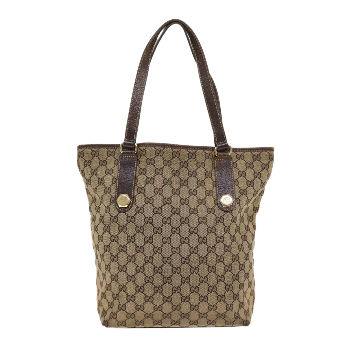 GUCCI GG Canvas Tote Bag Beige Gold 153009 Auth 87903