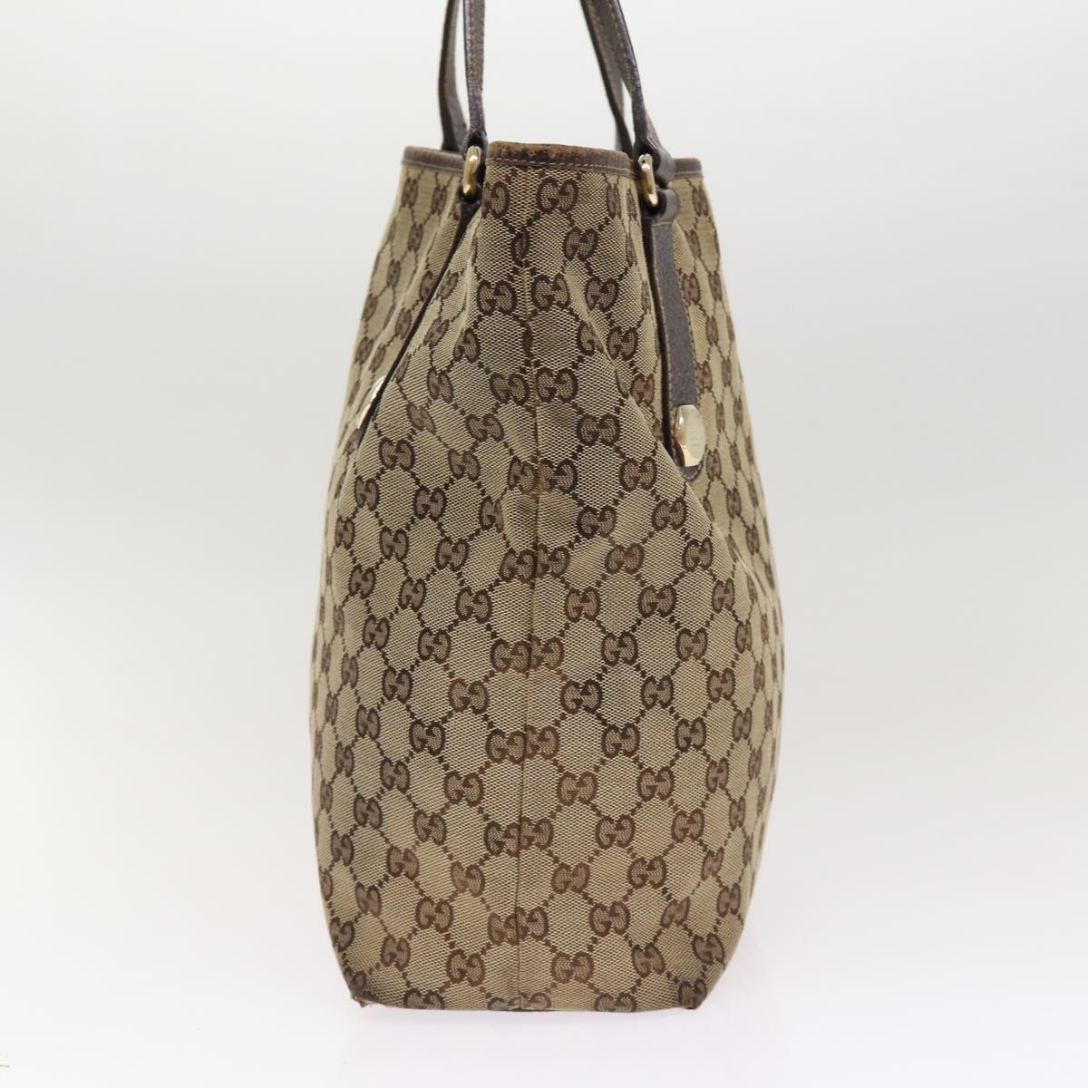 GUCCI GG Canvas Tote Bag Beige Gold 153009 Auth 87903