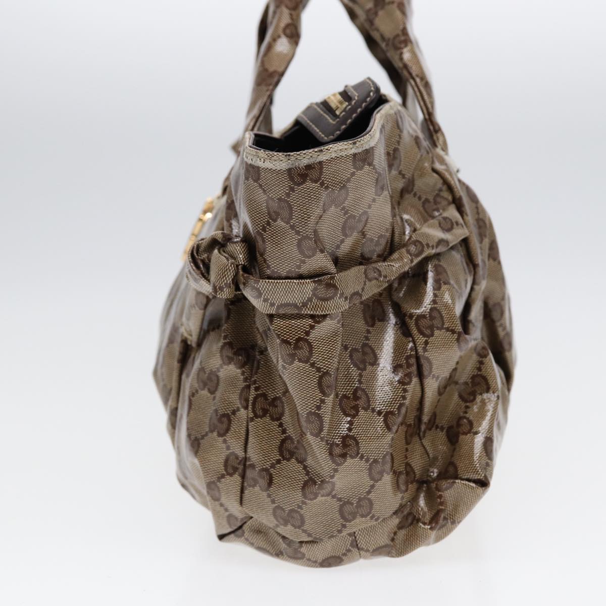 GUCCI GG Crystal Hand Bag Beige Gold 197020 Auth 87904