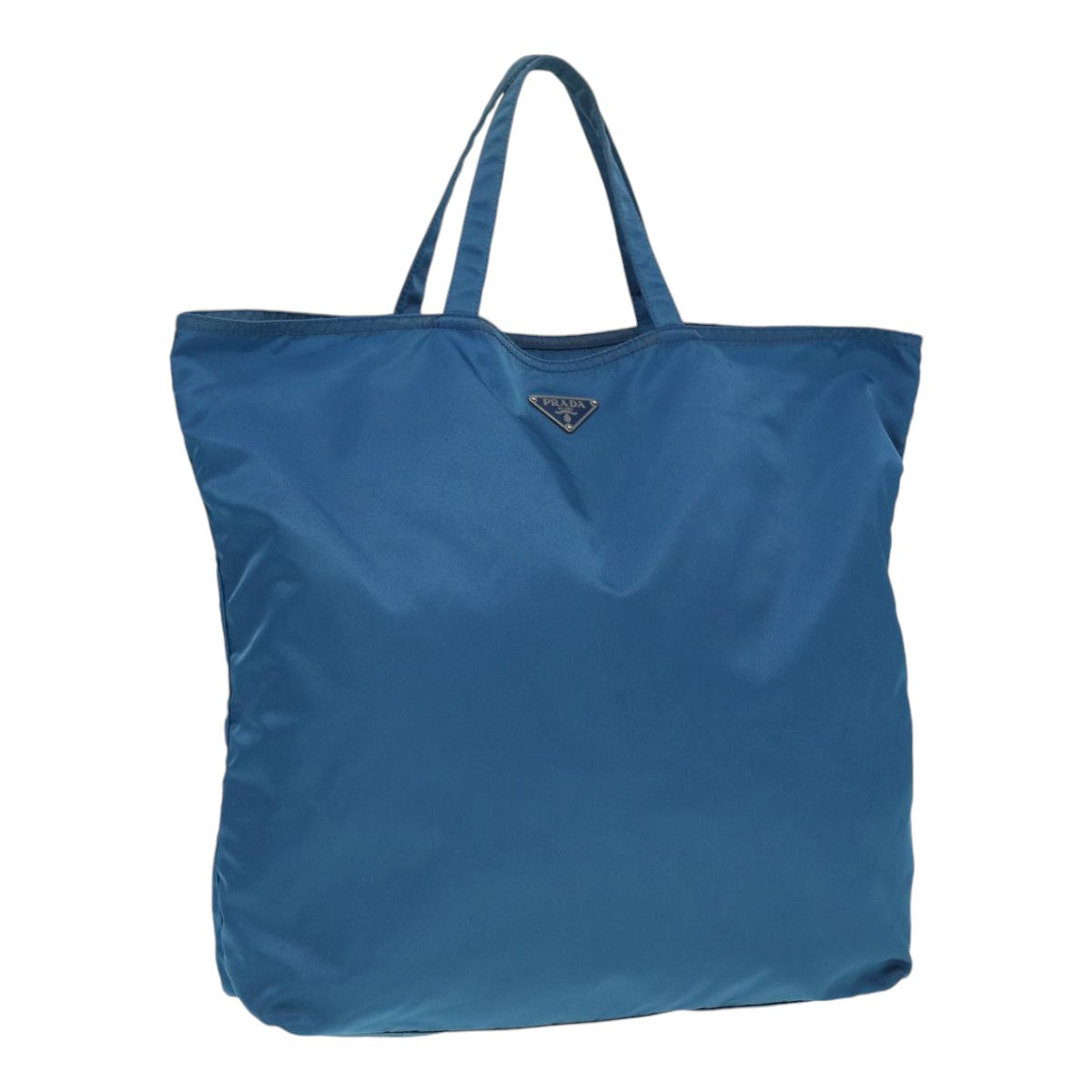 PRADA Tote Bag Nylon Blue Silver Auth 87908