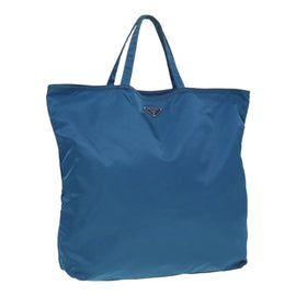 PRADA Tote Bag Nylon Blue Silver Auth 87908