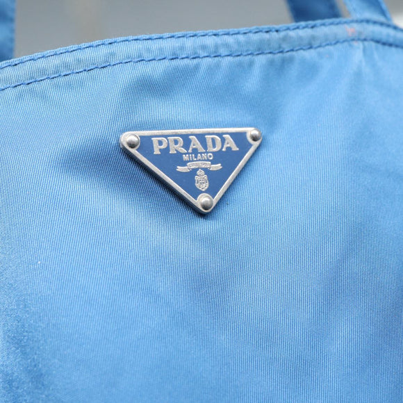 PRADA Tote Bag Nylon Blue Silver Auth 87908